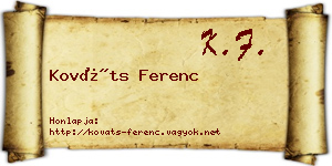 Kováts Ferenc névjegykártya
